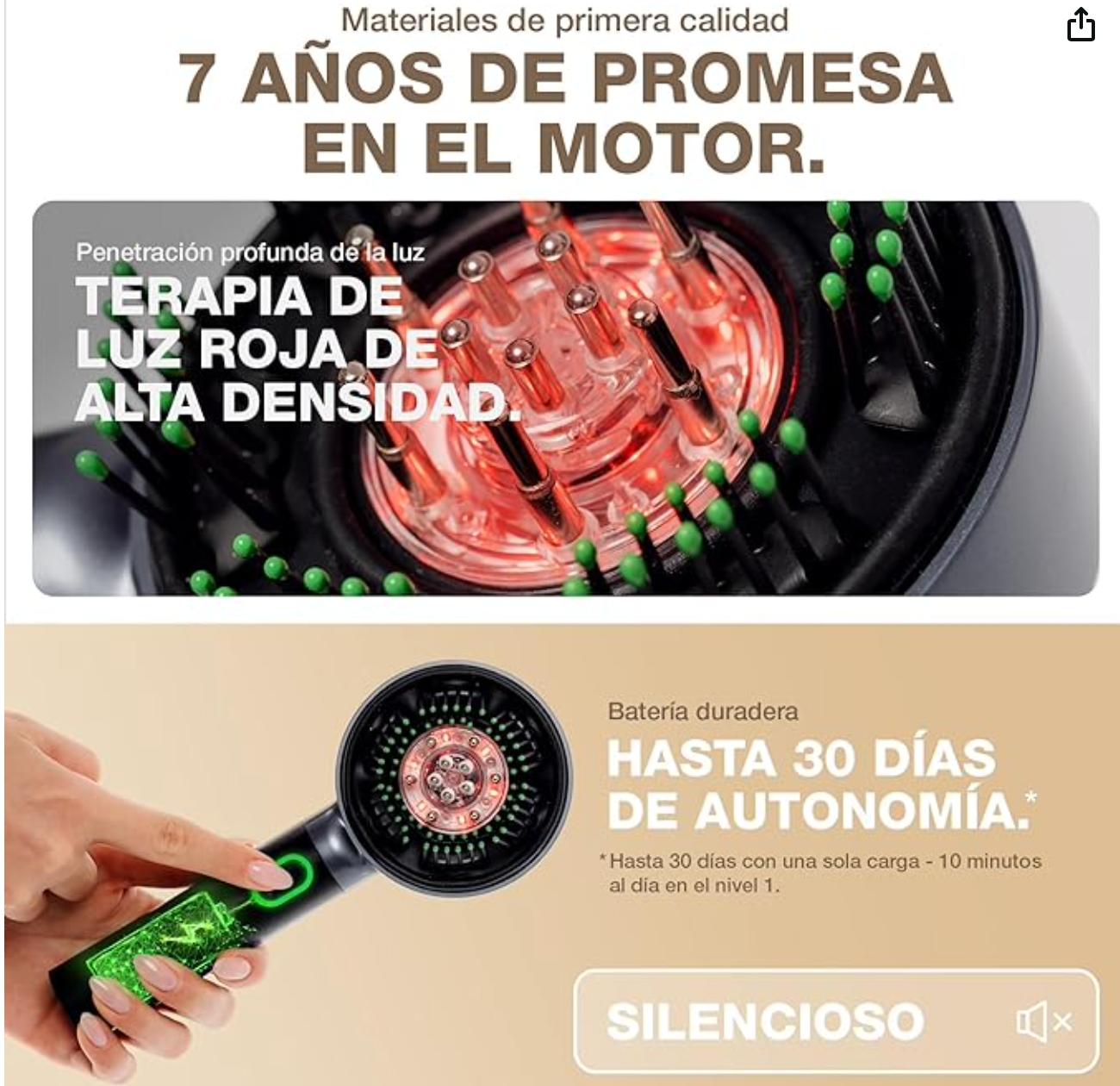 Masajeador de cabello con luz roja
